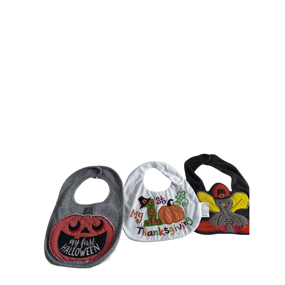 Mud Pie Carters Bib Set OS Multi Color Halloween Thanksgiving Holiday Baby